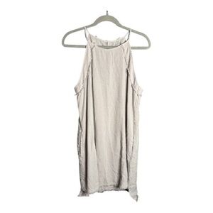 Cloth & Stone Light Gray Halter Mini Dress Frayed Hem Pockets Lyocell Medium